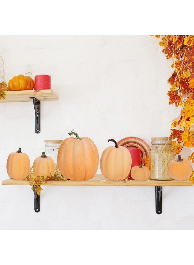 Winlyn 7 Pcs Assorted Sizes Artificial Fall Pumpkins Faux Orange Decorative Foam Pumpkins for Gifts Fall Baby Shower Wedding Thanksgiving Halloween Table Centerpiece Mantel Decor - Image 3