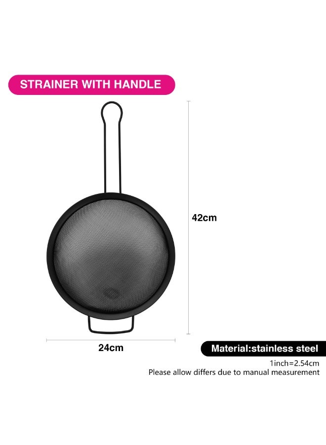 Fissman Fine Mesh Strainer 24cm with Hanging Loop, Kitchen Fine Mesh Seive Stainless Steel, Sieve Sifters For Food, Tea, Rice, Oil, Noodles, Fruits, Vegetables - Easy to Clean, Rust Proof  - Image 3
