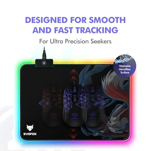 EvoFox Falcon LX35 Gaming Mouse Pad with 12 RGB Effects, Micro-Textured Speed Surface, Non-Slip Rubber Base and Touch Controls [350mm x 250mm] - Image 5