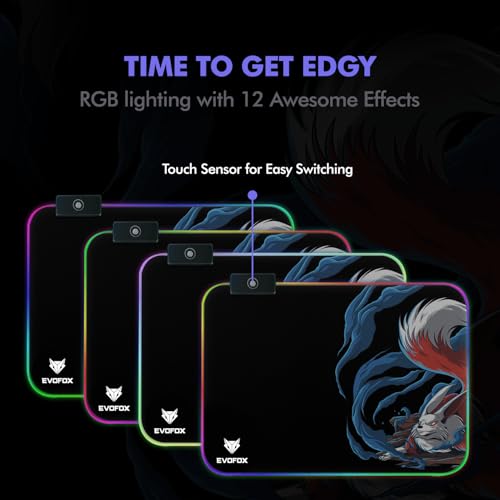 EvoFox Falcon LX35 Gaming Mouse Pad with 12 RGB Effects, Micro-Textured Speed Surface, Non-Slip Rubber Base and Touch Controls [350mm x 250mm] - Image 3