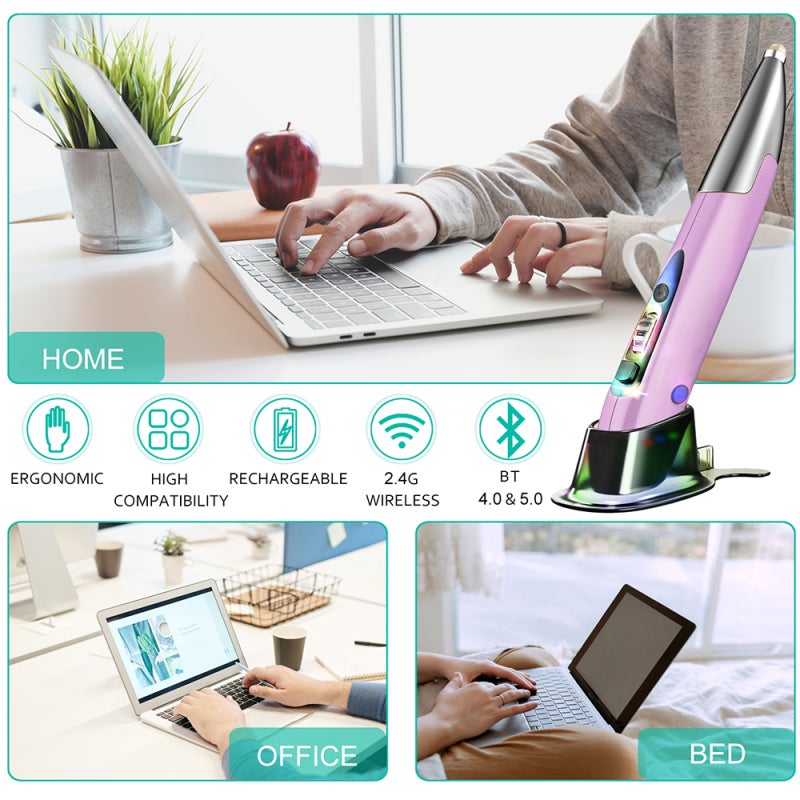 Optical Pen: Green, 3 Mode, 450mAh Long Battery Life, Ultra Compact - Precise Tracking Without Pad, 2.4G Wireless + Dual BT for Home Office Travel - Image 4