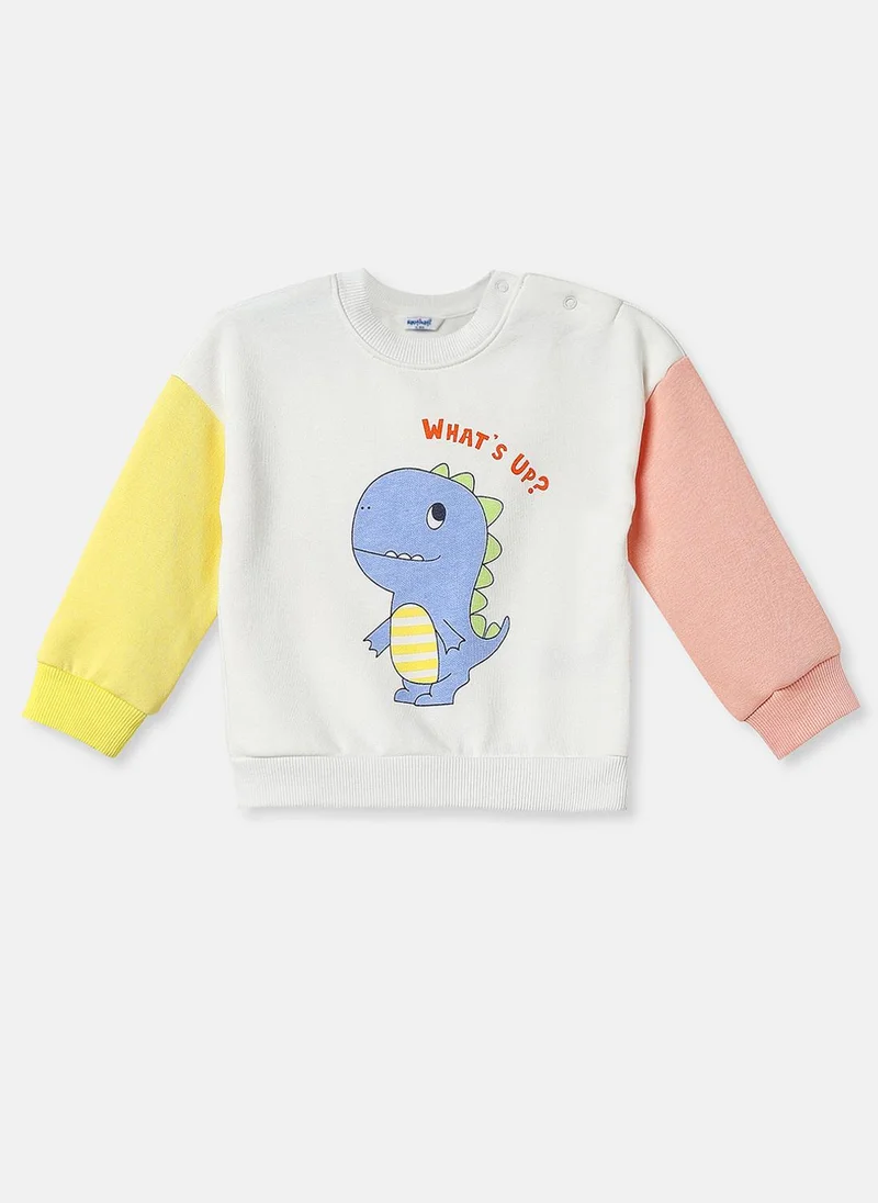 نوتيناتي Nautinati Fleece Dinosaur Print Full Sleeve Sweatshirt for Infants Newborn Baby Boys