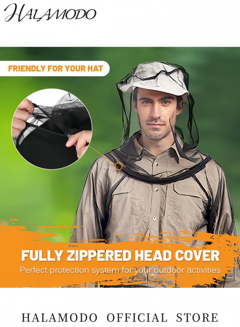 هالامودو طقم شبكة بعوضة 4 قطع سترة وقبعة وسروال وقفازات وجوارب لحماية في الهواء الطلق ملابس شبكة فائقة الخفة مع حقيبة حمل للتنزه والتخييم والصيد - Image 2