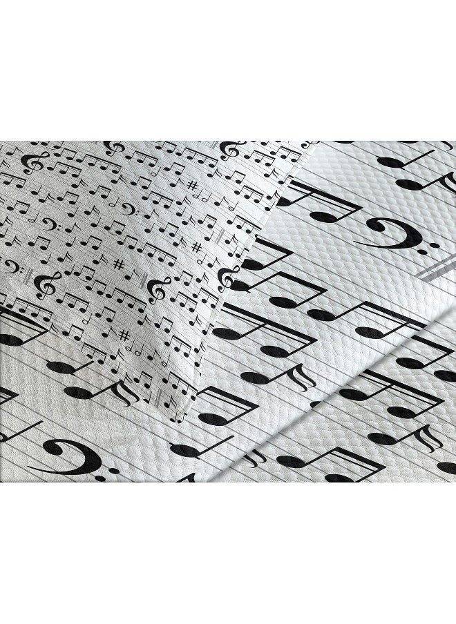 Ambesonne - Ambesonne Music Bedspread, Abstract Style Professional Music Pattern with Notes and Clef Sheet Play Writing, Decorative Quilted 3 Piece Coverlet Set with 2 Pillow Shams, Queen Size, White Dark Grey - Image 1