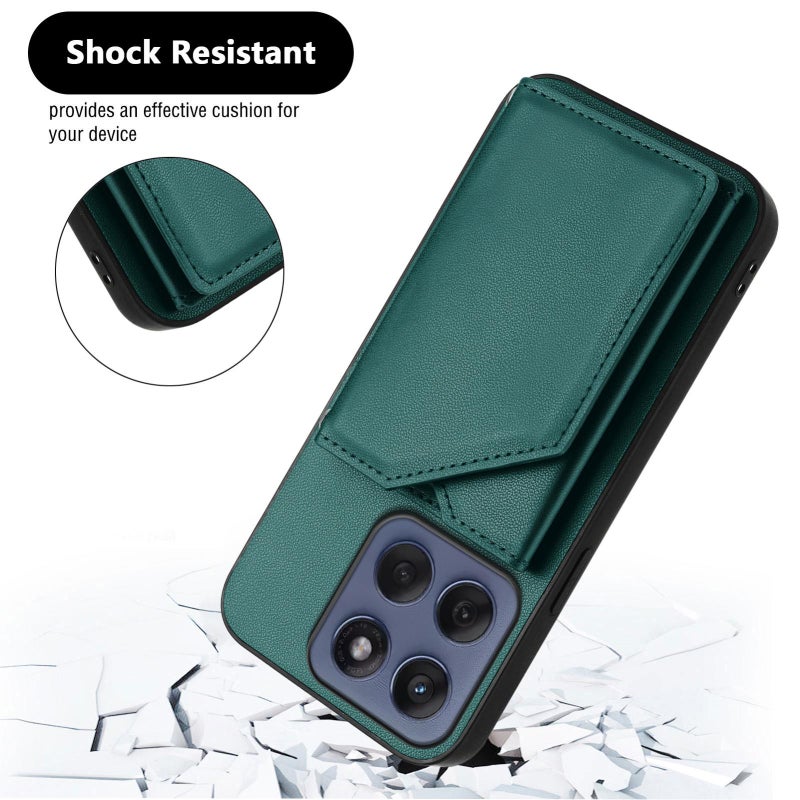 HuHa Case Cover For Motorola Edge 60 Fusion / Edge 60 Skin Feel Four Card Slots Phone Case with Wrist Strap(Green) - Image 3