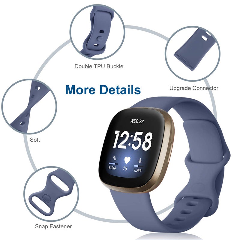 Dirrelo Compatible with Fitbit Versa 3/4 Bands & Sense 2 Bands for Women, Soft Replacement Sport Strap Band for Fitbit Smart Watch (Large, Lavender/Pinegreen/Red/Bluegrey) - Image 2