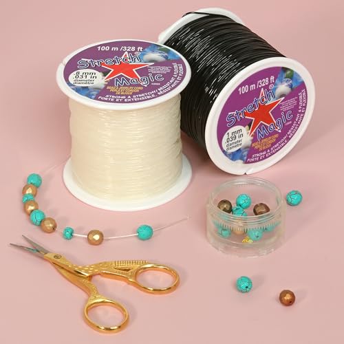 Stretch Magic Elastic Beading Cord – Clear Color, 0.8mm in Diameter, 100-Meter (328 ft) - Easy to Knot, Strong & Stretchy String for Making Beaded Jewelry - Image 2