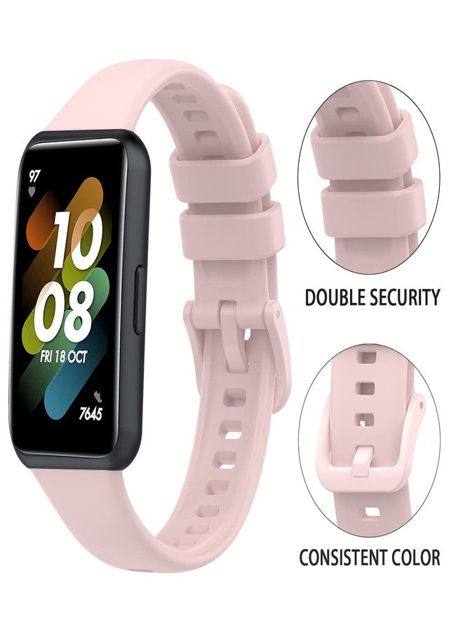 NOOETAH 2 Pack Sport Silicone Replacement Wristbands Straps Compatible for Band 7 (White+Pink) - Image 3