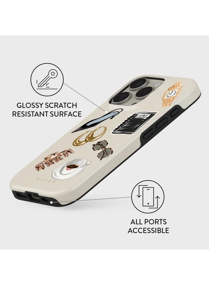 BURGA iPhone 16 pro Case, 2 Piece Hard Shell + TPU Silicone Interior, Shock Absorption, All Port Accessible, Raised Bezel For Screen & Camera Protection, Never Fading HQ Print,Boss Babe