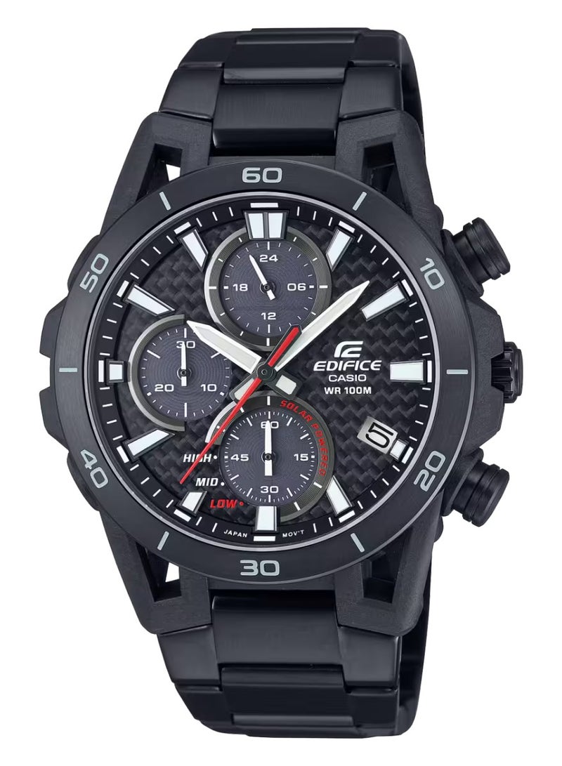 Casio Edifice Sospensione Analog Chronograph Black Ion Stainless Steel Black Dial Solar EQS-960DC-1AV - Image 1