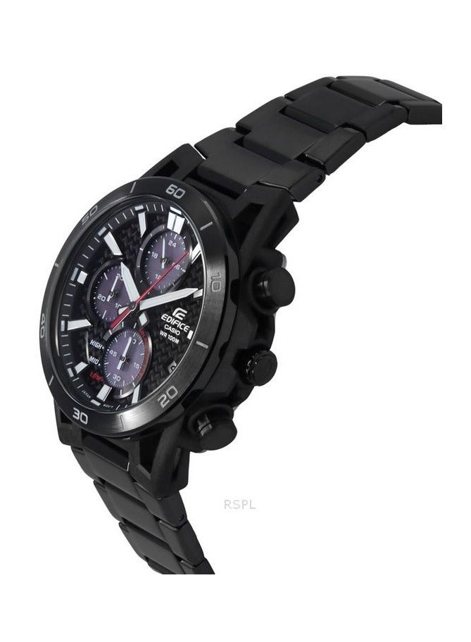 Casio Edifice Sospensione Analog Chronograph Black Ion Stainless Steel Black Dial Solar EQS-960DC-1AV - Image 3