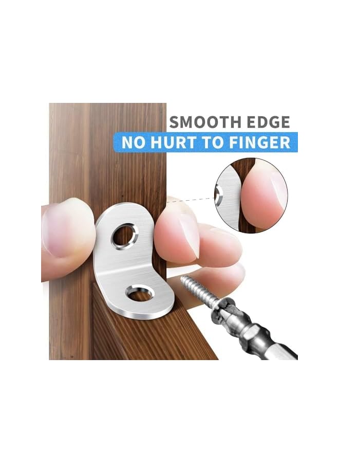 The Bros 60PCS L Bracket Corner Brace, Stainless Steel L Brackets for Shelves, Metal Corner Bracket, Small Right Angle Bracket for Wood Furniture Chair Drawer Cabinet with 120PCS Screws (0.79 x 0.79 inch)  - Image 2