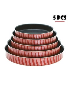 Round Oven Tray Set Of 5 Pieces For Bread And Pizza High Thickness Non-Stick
