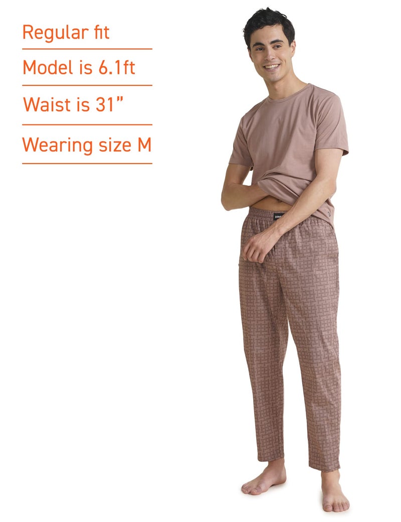 DAMENSCH Men Stretch Printed Tapered Cotton Pyjama-Pack of 1-Midnight Mauve-Medium - Image 3