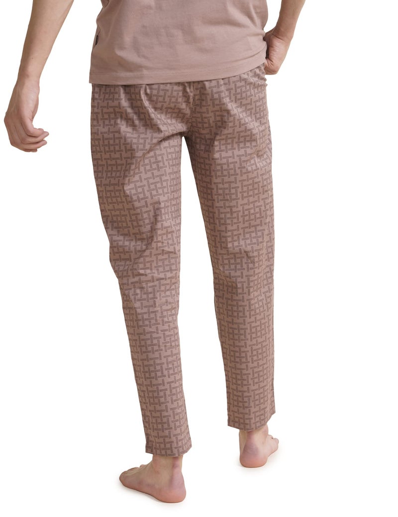 DAMENSCH Men Stretch Printed Tapered Cotton Pyjama-Pack of 1-Midnight Mauve-Medium - Image 5
