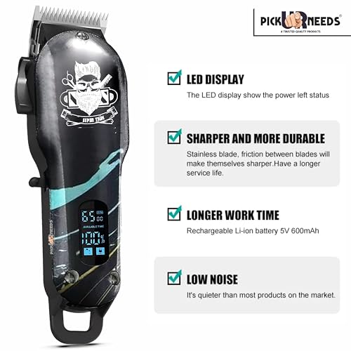 Pick Ur Needs Rechargeable Professional Hair Clipper/Trimmer For Men/Hair Cutting Machine With LED Indicator Trimmer 180 min Runtime 8 Length Settings - Image 3