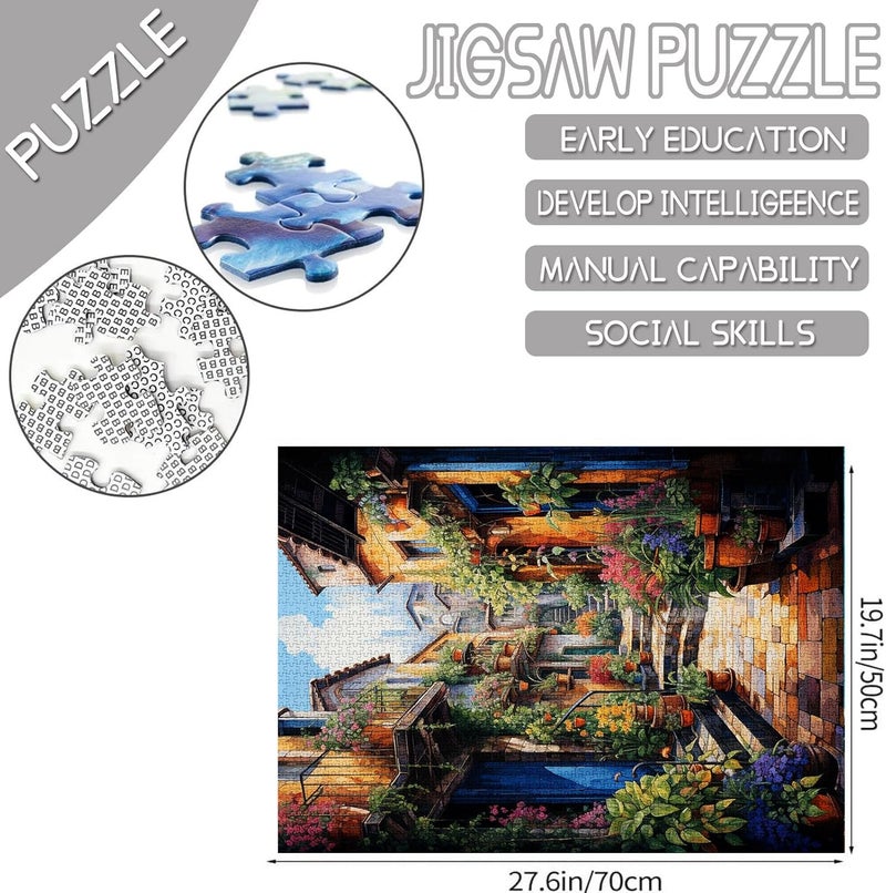 Tucocoo 1000 Piece Jigsaw Puzzle for Adults Challenging Puzzle Perfect for Game  Italy Street Sunlight Scenery Puzzle  1000 Piece Puzzle Art for Family Fun Adult Puzzle Games 27 x 20inch - Image 2