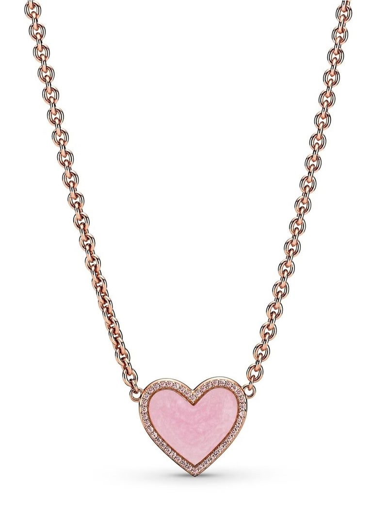 إيفرين قلادة على شكل قلب وردي اللون