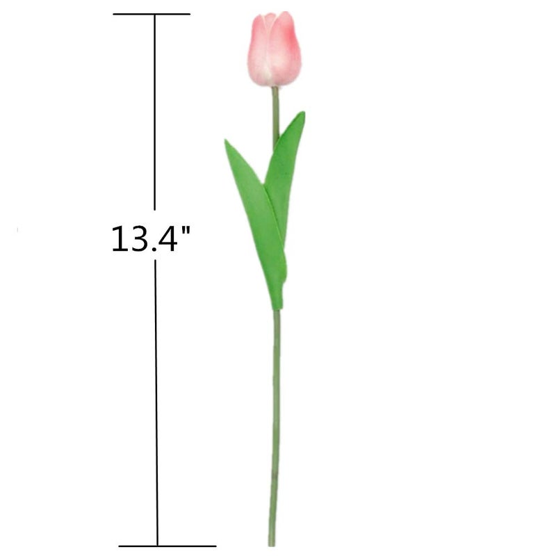 SHINE-CO LIGHTING Artificial PU Tulips 10Pcs Real Touch Fake Flower Arrangement Bouquets for Home Office Wedding Decoration (Pink) - Image 4