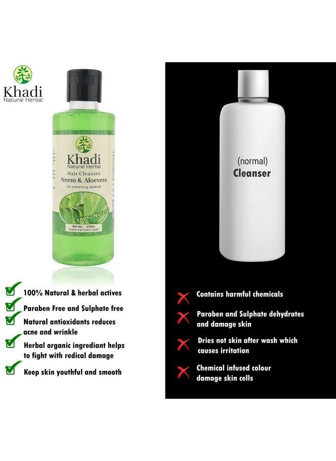 Khadi Natural Herbal Natural Herbal Herbal Neem Reetha Herbal Shampoo 420Ml Green Pack Of 2  - Image 5