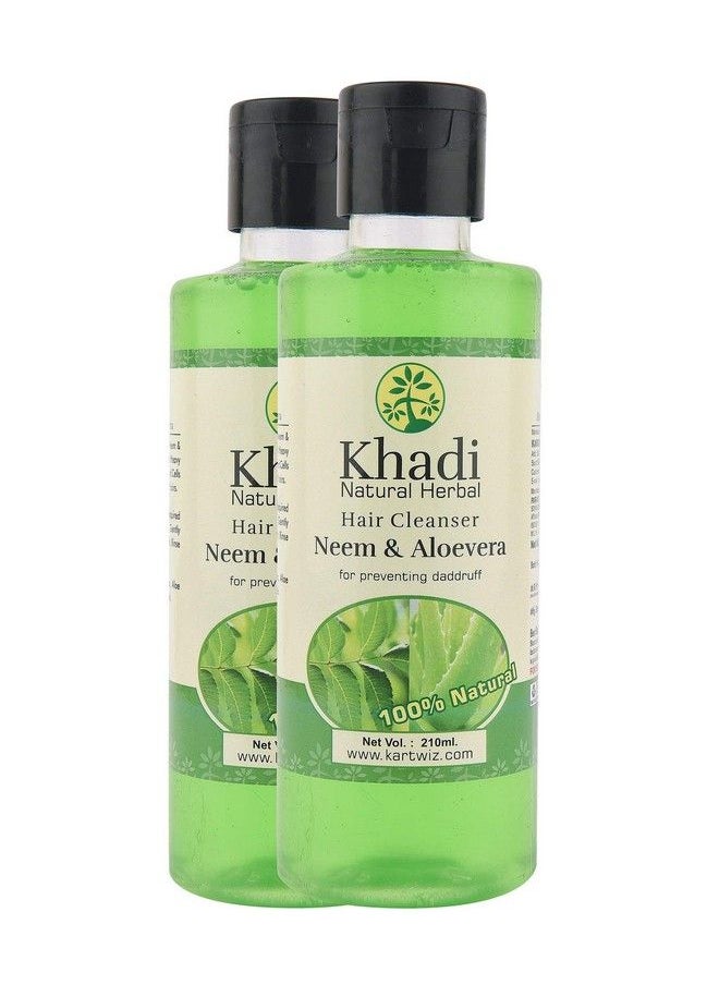 Khadi Natural Herbal Natural Herbal Herbal Neem Reetha Herbal Shampoo 420Ml Green Pack Of 2  - Image 2