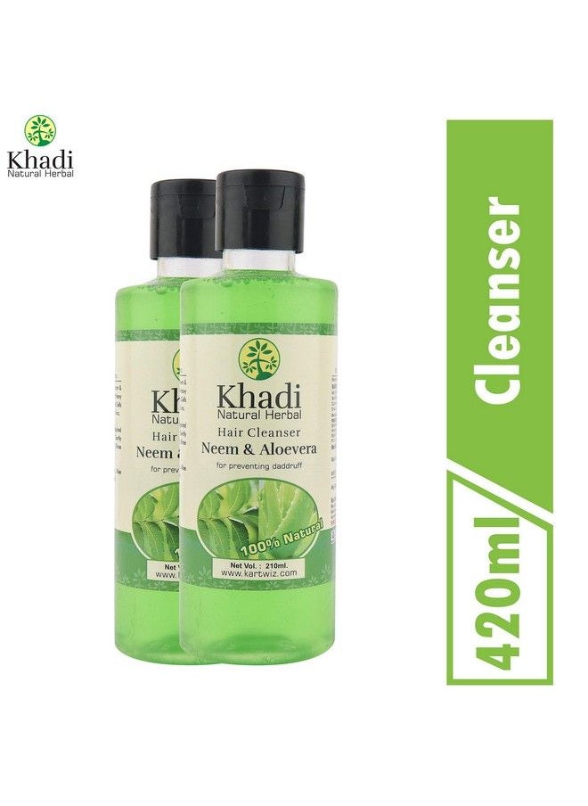 Khadi Natural Herbal Natural Herbal Herbal Neem Reetha Herbal Shampoo 420Ml Green Pack Of 2  - Image 3