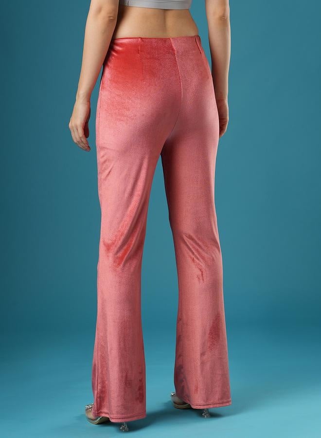 globus Velvet Look Mid Rise Slim Fit Flared Treggings - Image 4