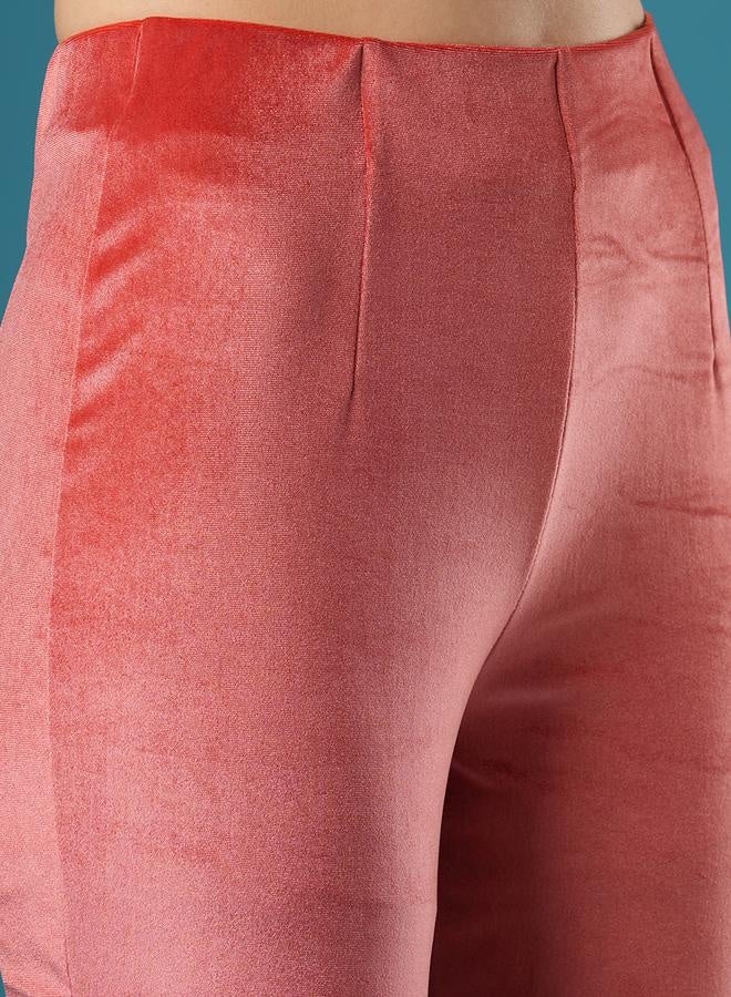 globus Velvet Look Mid Rise Slim Fit Flared Treggings - Image 5