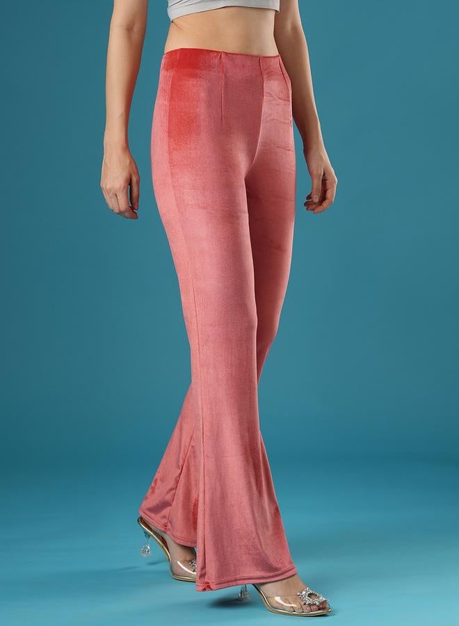 globus Velvet Look Mid Rise Slim Fit Flared Treggings - Image 3
