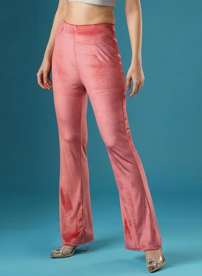 جلو باص Globus Velvet Look Mid Rise Slim Fit Flared Treggings