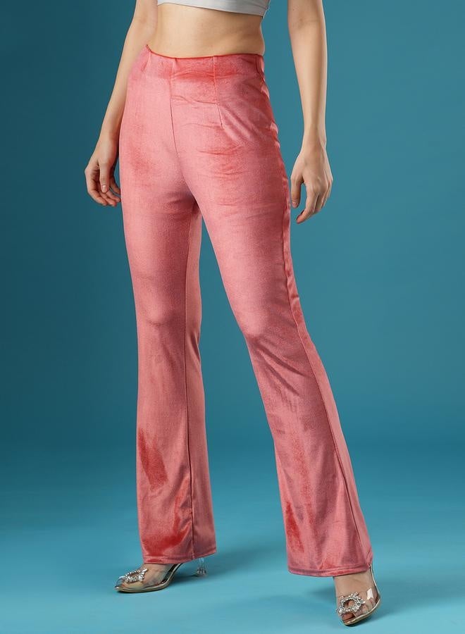 globus Velvet Look Mid Rise Slim Fit Flared Treggings - Image 2