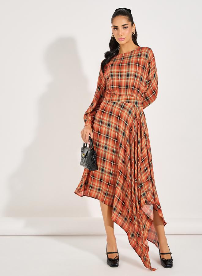 Styli Asymmetric Plaid Dress - Image 1