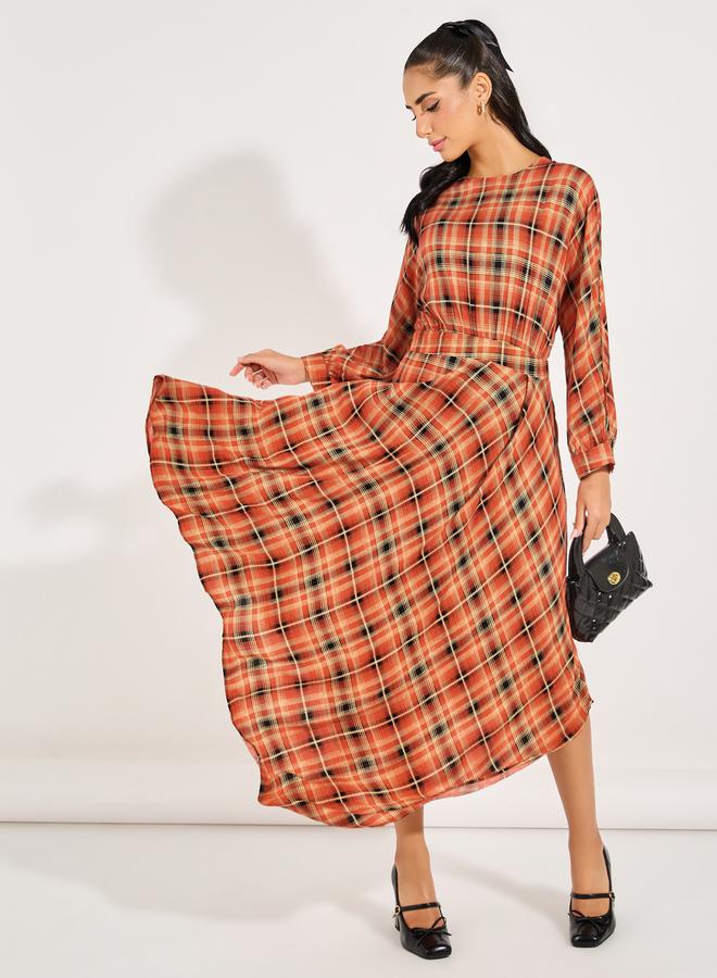 Styli Asymmetric Plaid Dress - Image 5