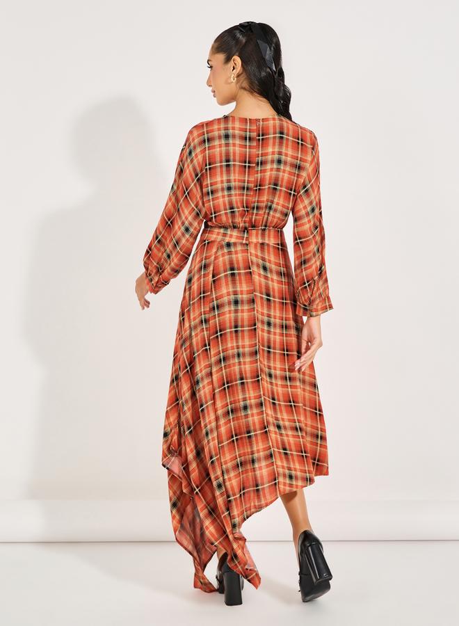 Styli Asymmetric Plaid Dress - Image 4