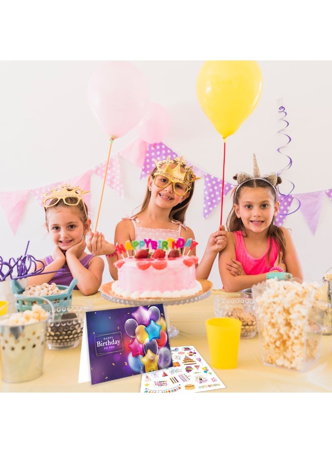 دايتويز حزمة من ١٢ بطاقة عيد ميلاد (اصنعها بنفسك) مع مظاريف وملصقات - فارغة من الداخل + ورق سميك - دعوات حفلات وبطاقات تهنئة للأطفال/الكبار - تصاميم متنوعة، احتفالات ملونة.  - Image 5