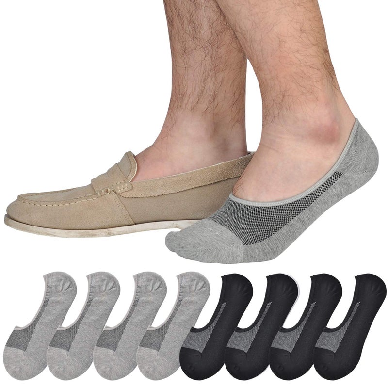 JORMATT 8 Pairs Mens Women Genuine No Show Socks Boys Sneaker Shoes Mesh Knit Low Cut Athletic Cotton Socks Non Slip, Men Shoe size 10-14