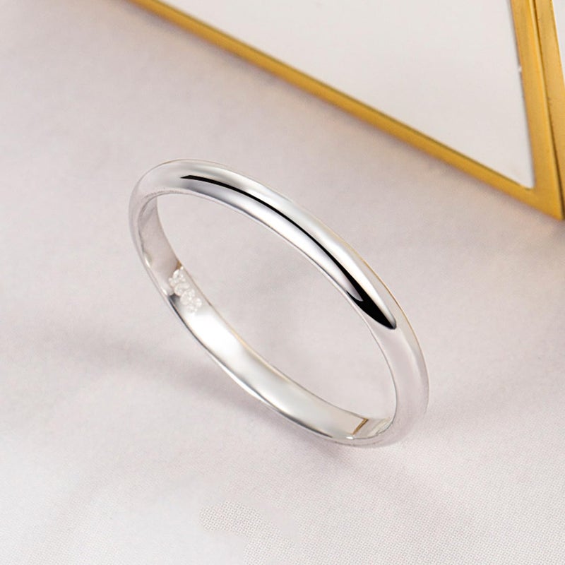 Dankadi Simple Fashion 925 Sterling Silver Ring Smooth Plain Dome Comfort Solid Silver Wedding Ring For Men & Women 2 mm Ring 3-13# (2MM Silver, 3) - Image 4