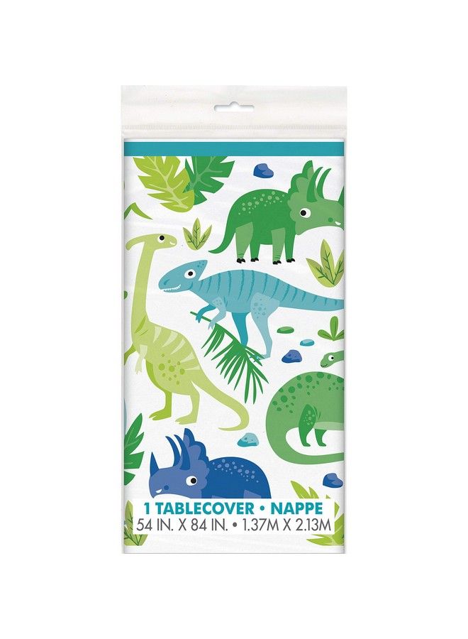 Unique Blue & Green Dinosaur Plastic Table Cover ; 54" X 84" ; 1 Pc - Image 3