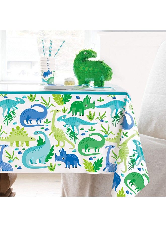 Unique Blue & Green Dinosaur Plastic Table Cover ; 54" X 84" ; 1 Pc - Image 5