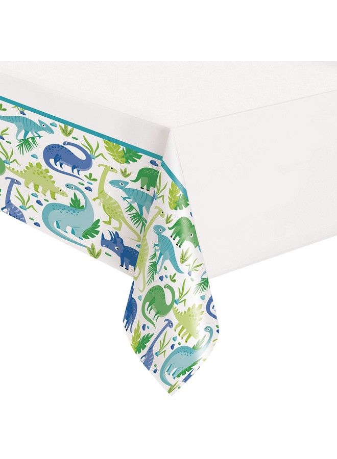 Unique Blue & Green Dinosaur Plastic Table Cover ; 54" X 84" ; 1 Pc - Image 2