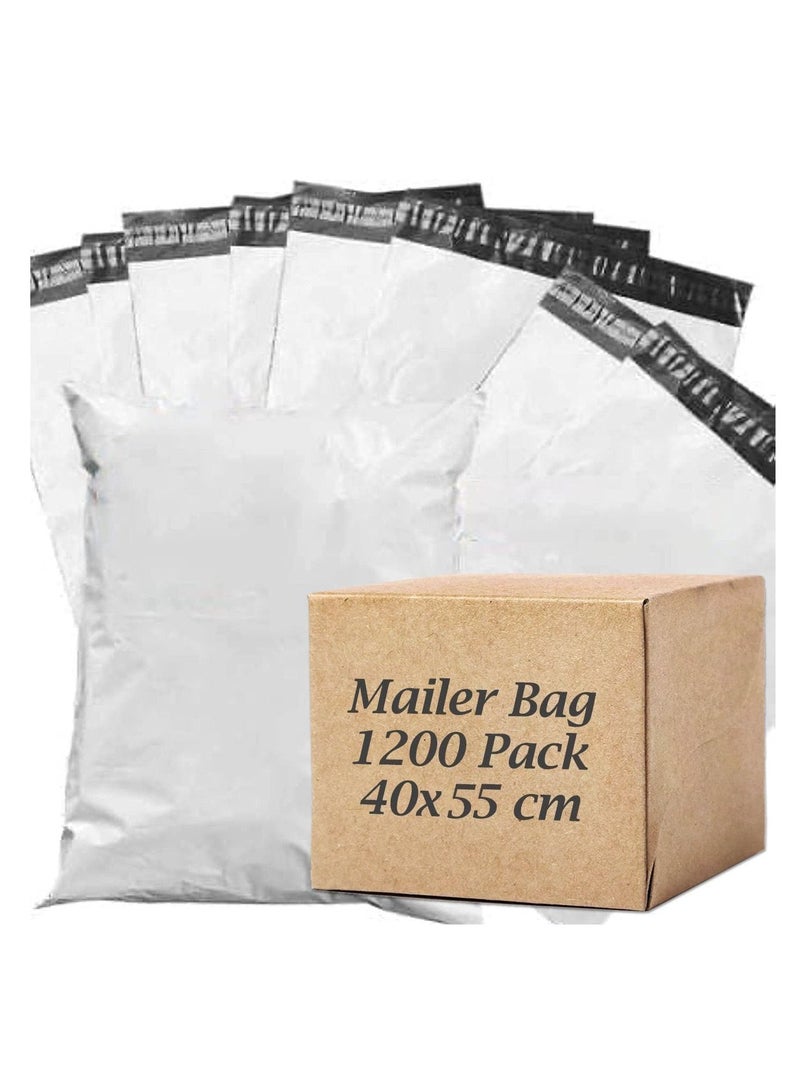 MARKQ [1200 عبوة] أكياس بولي بيضاء [40 × 55 سم] أظرف شحن ذاتية اللصق للتغليف والتوصيل، مثالية لإرسال الطرود والملابس - Image 1