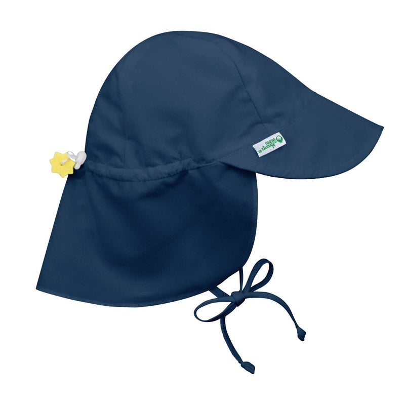 green sprouts i play. Baby Flap Sun Protection Swim Hat, Navy, 0-6 Months - Image 1