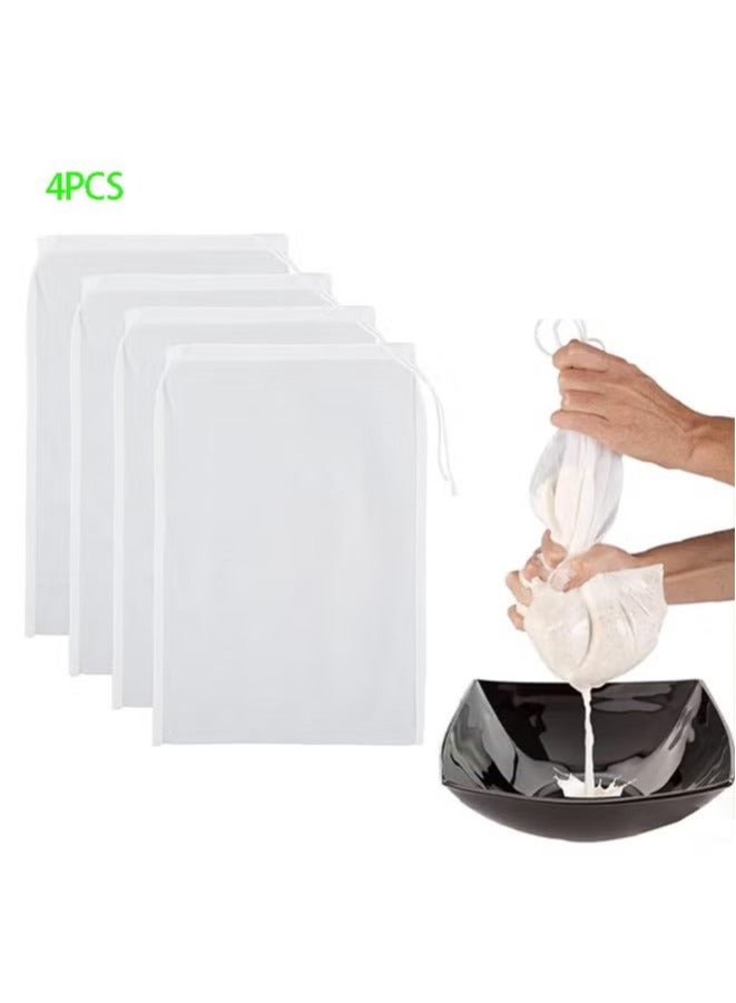 4 عبوات من النايلون الجوز كيس حليب الصويا مرشح حليب الصويا القابل لإعادة الاستخدام من النايلون القطني مصفاة طعام المطبخ - Image 1