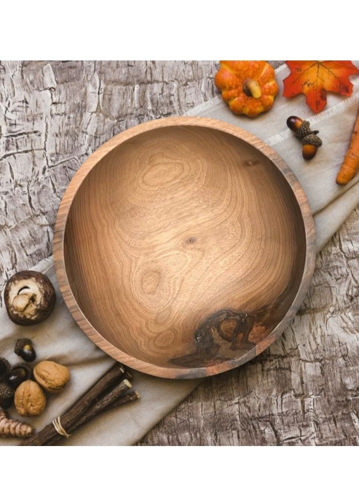 Schondor Furniture Wooden Round Plates | Made from Walnut Wood | Color Brown | 21x6cm | WO-P-S2 - Image 1