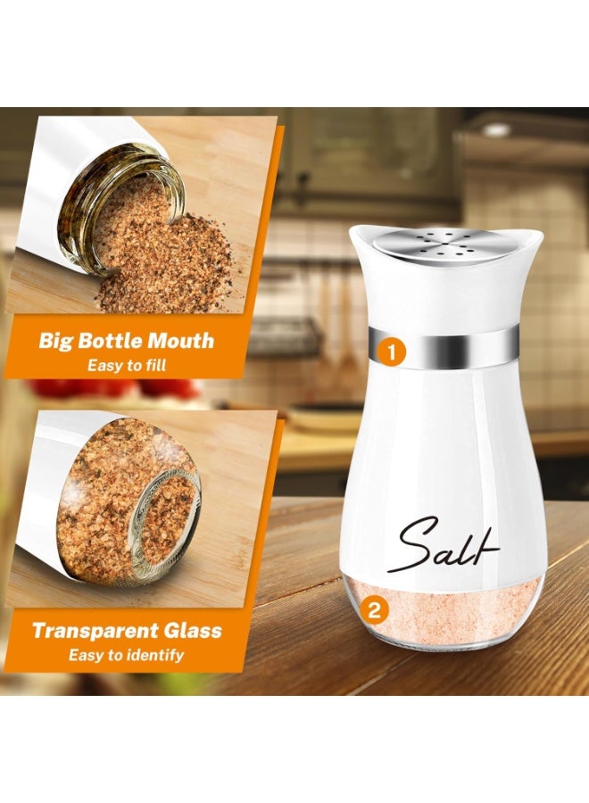 Salt and Pepper Shakers Set with Holder,4 oz Bottom Salt Shaker with Stainless Steel Lid for Kitchen Gadgets Cooking Table Housewarming Gift Christmas Decor Refillable Design (Black + White) - Image 3