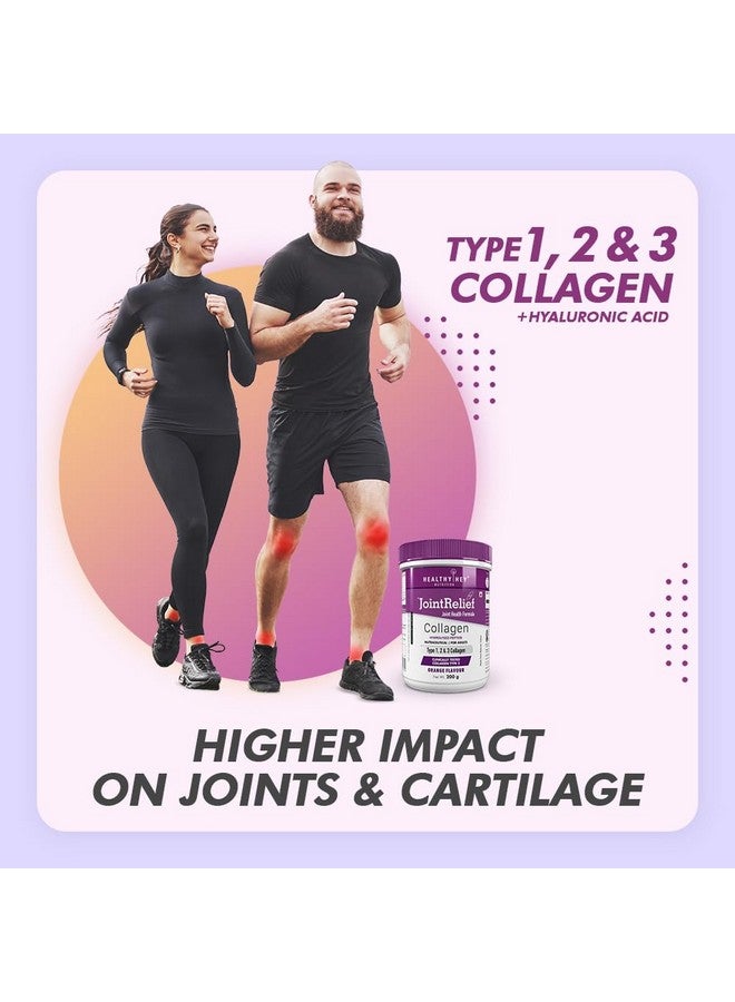 HealthyHey Nutrition HealthyHey Nutrition Jointrelief Collagen Peptide Powder Type 1,2 & 3 (Hydrolysed) With Glucosamine,Chondroitin,Msm- Support Joint And Cartilage Health - 200 G (Orange),1 Count,22 Servings  - Image 3