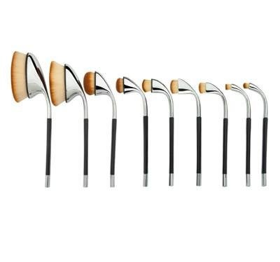 Puna Store 9 Piece Cosmetic Oval Brush Set  Silver - Image 3