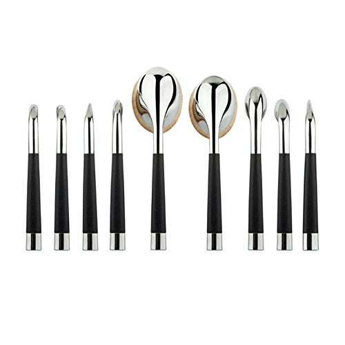Puna Store 9 Piece Cosmetic Oval Brush Set  Silver - Image 2