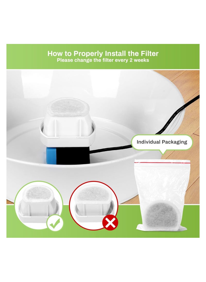 6-Pack Cat Fountain Replacement Carbon Filters & Foam, Compatible with Ceramic Pagoda, Avalon, Butterfly, Sedona Automatic Water Bowls, Includes Pre-Filter Foam for Enhanced Purification.