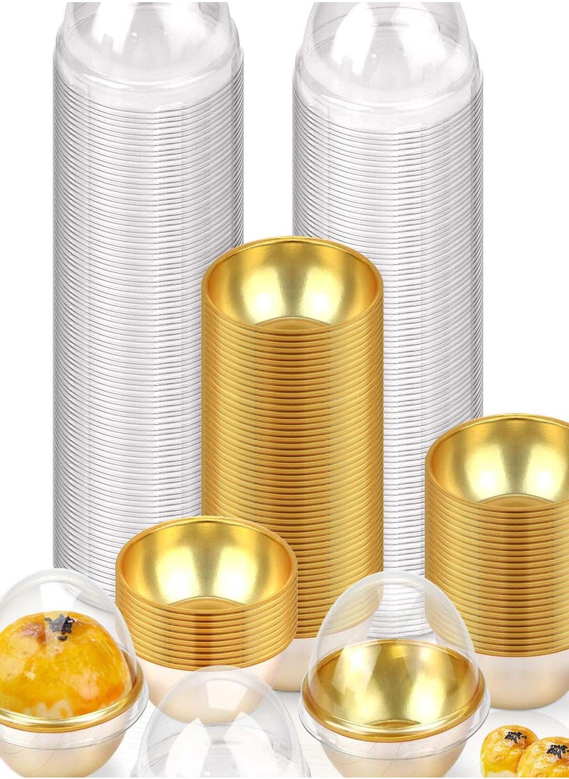 Generic 100Pcs Clear Plastic Cupcake Containers with Dome Lids, Mini Cupcake Boxes for Muffins and Pastries, Individual Holders for Wedding and Birthday Gifts  - Image 1